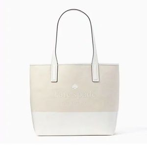 Kate Spade logo white canvas tote bag